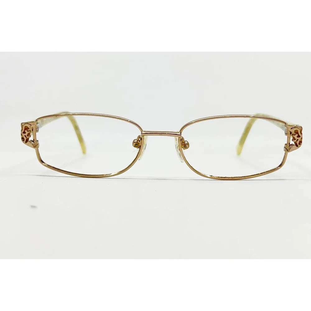 Unbranded Eyeglasses Women Gold Metal Oval Filigree Temple Frames 44597 Small